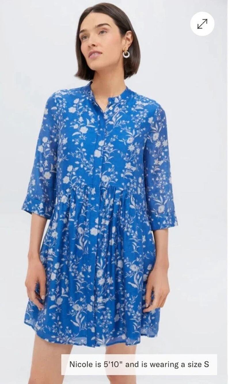 Tuckernuck Royal Limoges Floral Shirt Dress Blue Medium